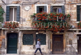 Italy, VENICE, street scene with flowers in window boxes, ITL1661JPL