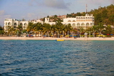 JAMAICA, Montego Bay, coast, beach and resort hotel, view from sea, JM390JPL