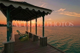 JAMAICA, Montego Bay, sunset, and boat pier shelter, JM358JPL