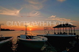 JAMAICA, Montego Bay, sunset, boat pier and moored boats, JM359JPL