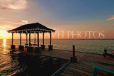 JAMAICA, Montego Bay, sunset and boat pier shelter, JM361JPL