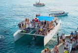 JAMAICA, Negril, Rick's Cafe, tourists in party boat, catamaran cruise, JM341JPL
