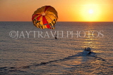 JAMAICA, Negril, parasailing towards sunset, JM347JPL
