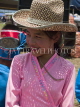 LAOS, Luang Prabang, Lao girl, with cowboy hat, LAO54JPL