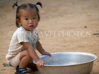 LAOS, Muang Ngoi, little girl with basin, LAO80JPL