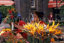 MADEIRA, Funchal, flower stall, with Bird of Paradise flowers, MAD137JPL