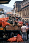MADEIRA, Funchal Market, farmers chatting by truck full with vegetables, MAD208JPL