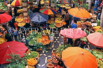 MADEIRA, Funchal Market, fruit and vegetable stalls under parasols, MAD1082JPL