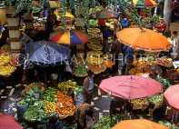 MADEIRA, Funchal Market, fruit and vegetable stalls under parasols, MAD117JPL