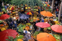 MADEIRA, Funchal Market, fruit and vegetable stalls under parasols, MAD199JPL