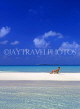 MALDIVE ISLANDS, seascape with sunbather on strip of sand, MAL622JPL