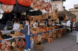 MALLORCA, Inca, market scene, leather goods stall and vendor, MAL1249JPL