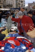 MALLORCA, Inca, street market, people shopping for woollens, MAL1228JPL