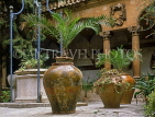 MALLORCA, Palma, Palma Cathedral, courtyard, large pottery and plants, MAL1130JPL