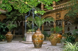 MALLORCA, Palma, Palma Cathedral, courtyard, large pottery and plants, MAL1239JPL