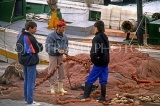 MALLORCA, Palma, harbourfront, fishermen mending nets, MAL1126JPL