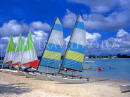 MAURITIUS, North Coast (near Grand Bay), sail boats on beach, MRU112JPLA