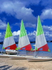 MAURITIUS, North Coast (near Grand Bay), three sailboats on beach, MRU106JPLA