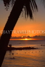 MAURITIUS, North Coast, near Grand Bay, sunset with coconut tree, MRU225JPL