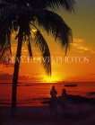 MAURITIUS, North Coast beaches, near Grand Bay, sunset with coconut tree, MRU1127JPL