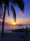 MAURITIUS, North Coast beaches, near Grand Bay, sunset with coconut tree, MRU124JPL