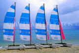MAURITIUS, South West Coast, sailboats lined up along beach, MRU392JPL