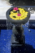 MAURITIUS, small fountain, decorated with Allamanda and Hibiscus flowers, MRU388JPL