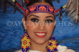 MEXICO, Nayarit, Cora Indian girl in traditional dress, headgear, MEX662JPL