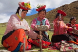 PERU, Chupani, Andean Mountains, traditional weaving, women preparing a backstrap loom, PER78JPL