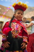 PERU, Ollantaytambo, Kindergarten child dressed in colourful costume for a dance, PER88JPL
