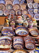 Portugal, LISBON, crafts, traditional ceramics and pottery at a market stall, POR557JPL