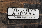 SCOTLAND, Edinburgh, Patrick Gedded Steps sign, SCO988JPL