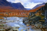 SCOTLAND, Highlands, GLENCOE, stream and mountain scenery, SCO807JPL