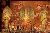 SINGAPORE, Chinatown, The Buddha Tooth Relic Temple, main hall statues, SIN590JPL