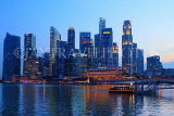 SINGAPORE, Marina Bay, and Singapore skyline, at dusk, SIN1384JPL