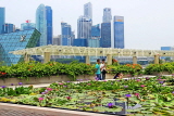 SINGAPORE, Marina Bay promenade, lily pond, and Singapore skyline, SIN1318JPL