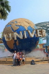 SINGAPORE, Sentosa Island, Universal Studios globe, family posing for photos, SIN729JPL