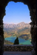 SPAIN, Alicante Province, GUADALEST, lake and mountain view, through arch, SPN1044JPL
