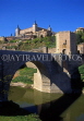 SPAIN, Castilla La Mancha, TOLEDO, town and Alcantra Bridge over River Tagus, SPN269JPL