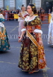SPAIN, Valencia Prov, VALENCIA, Fallas Fiesta, woman in parade, in traditional dress, SPN288JPL
