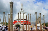 SRI LANKA, Anuradhapura, Thuparamaya Dagaba (stupa), and ancient stone pillars, SLK5687JPL