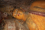 SRI LANKA, Dambulla Cave Temple (Golden Temple), reclining Buddha statue in cave, closeup, SLK2826JPL