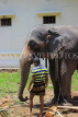 SRI LANKA, Kandy, Temple of the Tooth (Dalada Maligawa), elephant and mahout at temple grounds, SLK3315JPL