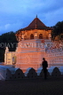 SRI LANKA, Kandy, Temple of the Tooth (Dalada Maligawa), illuminated, dusk view, SLK3402JPL