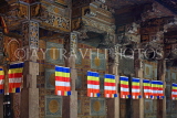 SRI LANKA, Kandy, Temple of the Tooth (Dalada Maligawa), main hall Buddhist flags, SLK3079JPL