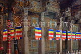 SRI LANKA, Kandy, Temple of the Tooth (Dalada Maligawa), main hall Buddhist flags, SLK3080JPL