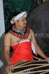 SRI LANKA, Kandy, cultural show, performer in traditional Kandyan dress, drummer, SLK5087JPL