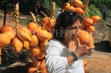 SRI LANKA, Kandy area, roadside stall selling King Coconut (Thambili), drinking fruit, SLK2555JPL