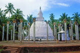 SRI LANKA, Mihintale temple site, Ambastala Stupa (dagoba), with ancient granited pillars, SLK1759JPL