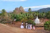 SRI LANKA, Mihintale temple site, Aradhana Gala and Ambastala Stupa, and pilgrims, SLK5424JPL
